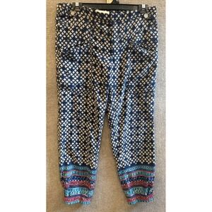 Anthro Elevenses, Sz: 8, Colorful Printed Cropped Trouser Dress Pant Boho Floral